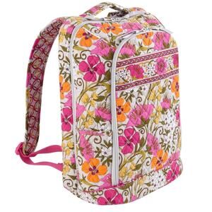 Vera Bradley Tea Garden Backpack Travel Laptop Bag Quilted Floral Pink Luggage